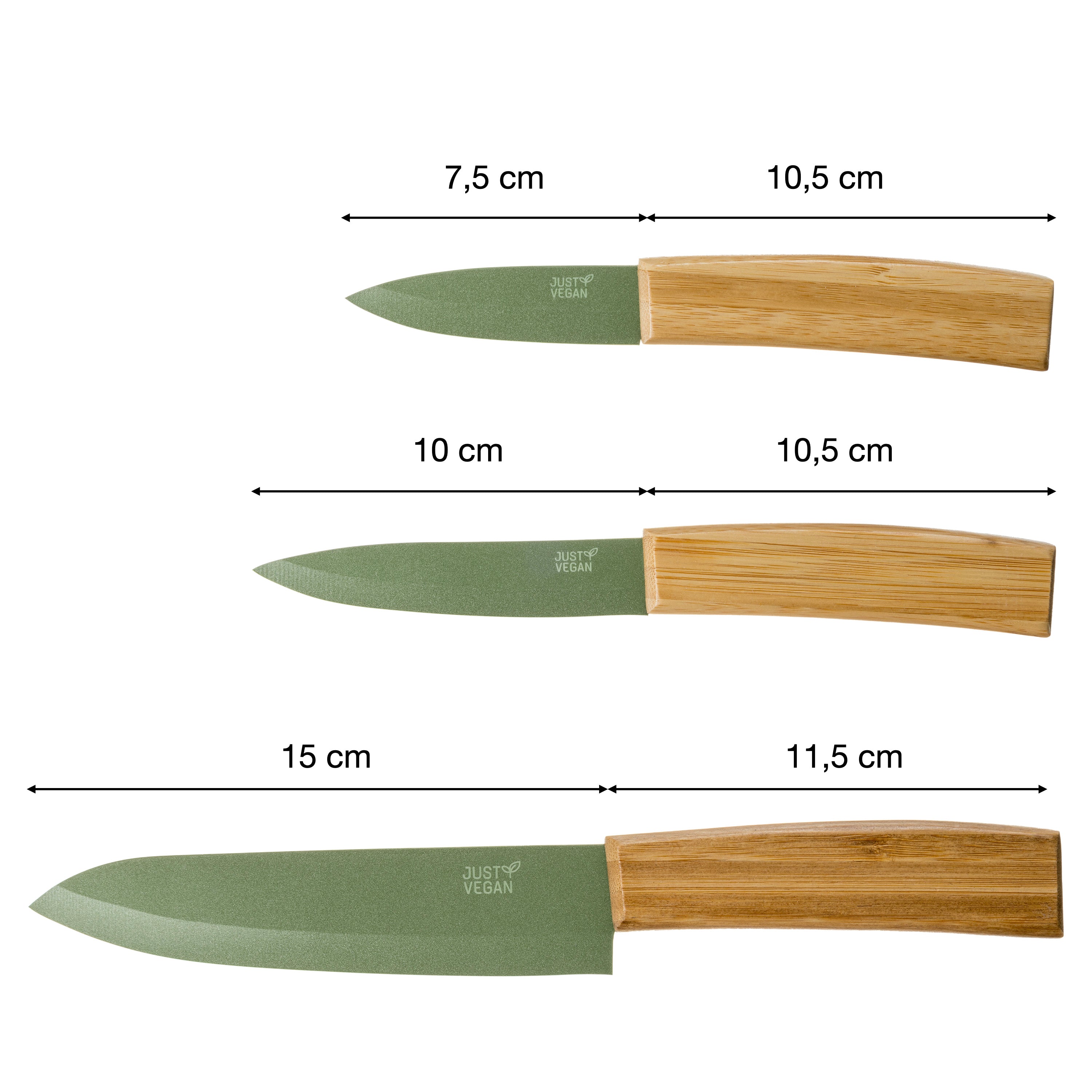 JUST VEGAN Ceramic knife set 3pcs