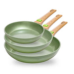 Load image into Gallery viewer, JUST VEGAN Aluminium Pfanne mit abnehmbarem Griff 3er Set
