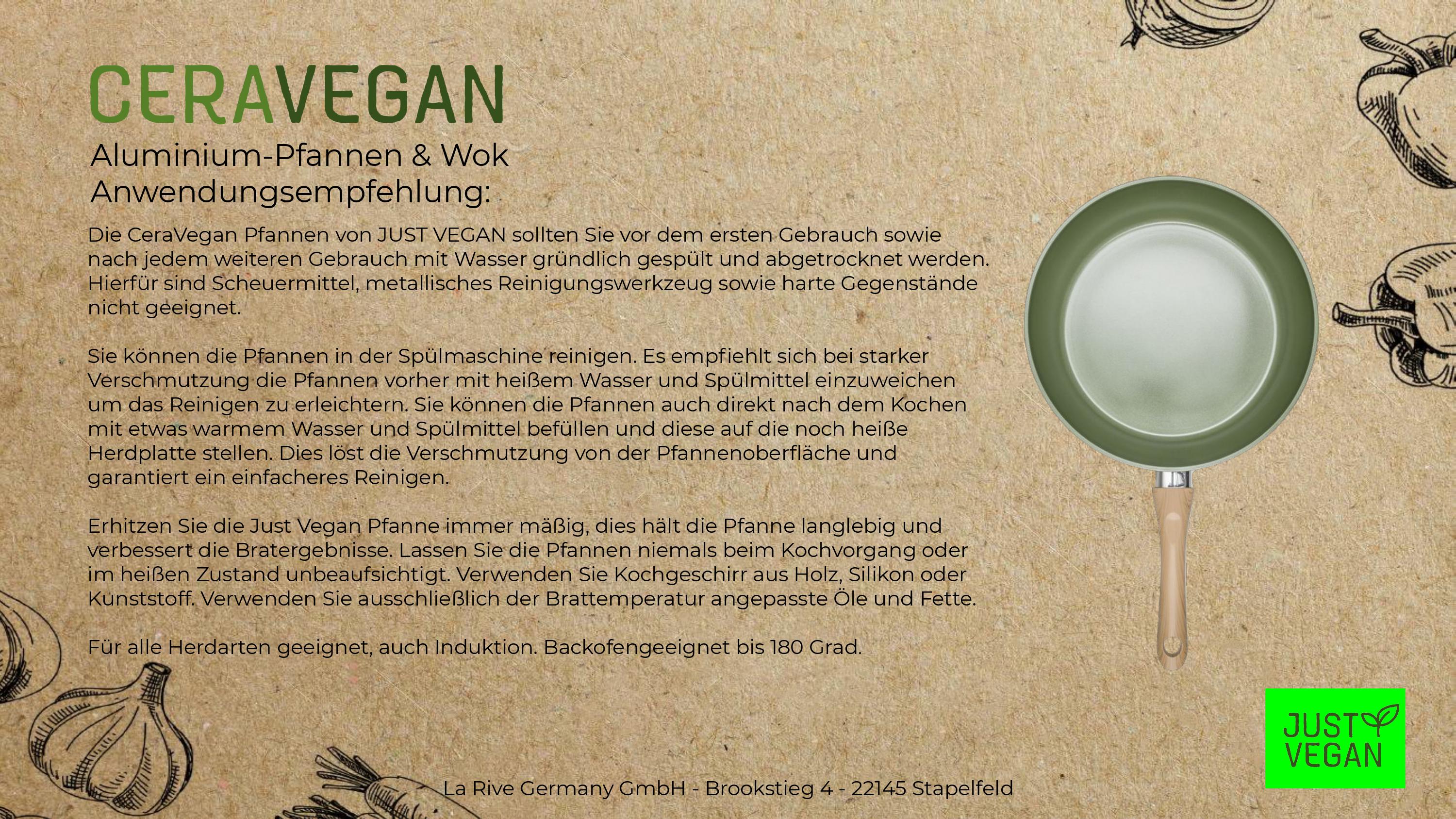 JUST VEGAN - CeraVegan Wok, mit pflanzlicher Keramik-Antihaftbeschichtung  auf Basis von Avocado-Öl – | Woks