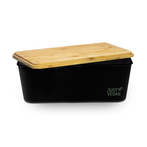 JUST VEGAN bread box with bamboo lid cutting board